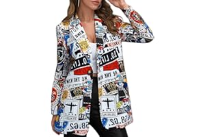 ORANDESIGNE Chaquetas Mujer Clásico Abrigos Talla Grande Abrigo de Manga Larga Vintage Estilo étnico Señoras Estampado Floral Abrigos con Bolsillos