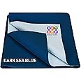 BeyBee Instadry Anti-Piling Fleece Extra Absorbent Quick Dry Sheet for New Born Babies, Cotton Bed Protector Mattress, Waterproof Baby Cot Sheet for Toddler Infant, X-Large 200x140cm, Dark Sea Blue