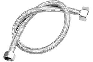 LEADAHEAD Flexible Pipe Contectors 1/2" x 3/4" BSP Fitting 60cm Long Stainless Steel Braided Hose Pipes Tail Plumber Flexible Hose DIY Repalcement for Bathroom Kitchen Boiler（Only 1 Pipe