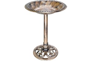 Oasisgalore 60 CM Height Bird Bath Outdoor, Bird Baths Bowl Lightweight Antique Outdoor Garden Bird Bath (Gold)