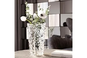 Queensway Home & Dining Crystal Look Heavy Glass Bouquet Flower Vase Holder for Home Table Decor Wedding Centrepiece Dining and Living Rooms