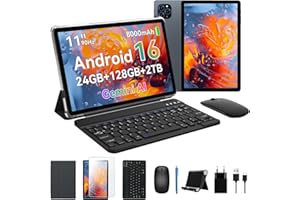 ‎KINGRID KINGRID 2026 Neues Tablet mit Tastatur Android 16-24 GB RAM + 128 GB ROM, Tablet 11 Zoll mit Widevine L1, 8000 mAh Akku, Octa-Core, 5G WiFi/GMS Tablets mit Stift und Maus, Hülle