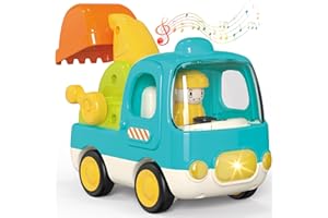 Yerloa Excavadora Juguete Camiones De Juguete para Niños, Excavadora De Juguete con Luz & Sonido Coche Bebe Juguetes Niños 1 2 3 Año para Regalos Niño 1 Año 18 Meses