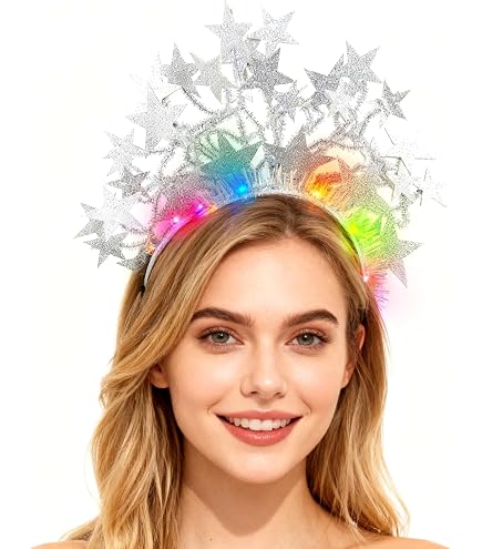 Fascia Per Capelli Glitter LED Per Capodanno, Luminosa, Regolabile, Per Feste, Compleanni, Serate A Tema - Donna