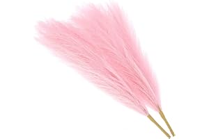 Delsen 2 unidades, color rosa, hierba de pampas artificial, flores secas, decorativas, mullidas, artificiales, flores para decoración boho, decoración de boda, arreglo floral (45 cm)