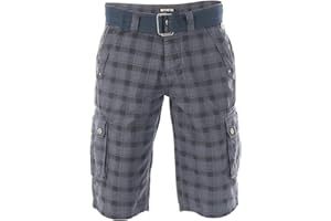 riverso Herren Cargo Shorts RIVAnton Regular Fit Gürtel Taschen Sommer Baumwolle Basic Kurze Kariert Hose Bermuda Blau Beige Schwarz Grau Oliv w30 w31 w32 w33 w34 w36 w38 w40 w42 w44 w46