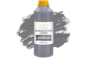 Creative Deco Mordente per Legno a Base d'Acqua | Colore Grigio | 1L | Vernice a Rapida Essiccazione | Non Tossica | per Pannelli Legno, Cemento, Mattoni, Carta da Parati | Efficienza anche al Esterno
