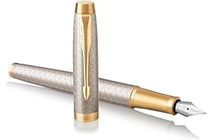 PARKER IM, pluma estilográfica de color plateado cálido Premium, con plumín fino y recambio de tinta azul (1931684)