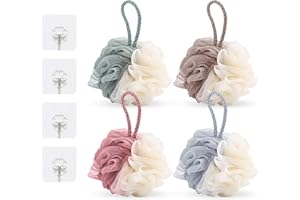 N-BRAND 4Stk. Körper Badeschwamm Badeknäuel Duschschwämme Badezubehör Massageschwamm Badeknäuel Badeschwamm mit 4 Selbsklebend Haken