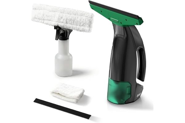 Eave Nettoyeur Vitre, Kit Nettoyeurs de Vitres Sans Fil avec Autonomie de 45 min, Lave Vitre Electrique avec Raclettes de 28cm & Réservoir de 200ml, Adapté aux Vitres, Carrelages & Miroirs (vert)