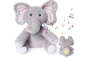YULEYU Scatola musicale di peluche, aiuta i bambini ad addormentarsi con il rumore bianco Elefante giocattolo per bambini, proiettore di luce notturna per bambini, la forma di elefante