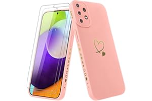 Vauki Hülle für Samsung Galaxy A52s 5G/A52 4G/5G mit 2 Stück Schutzfolie Handyhülle Mädchen mit Herz Motiv Muster Weiches Dünne Silikon TPU Stoßfest Kratzfeste Case für Samsung A52s 5G, Rosa