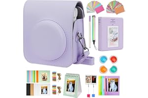RISOU Mini 12 Camera Accessories Bundles Compatible with Instax Mini 12. - Kit Includes: Camera Case/Photo Album/Filters/Wall Hanging Frames/Stickers/Pen(12 in 1) (Purple)