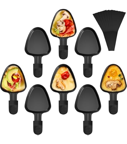 QcuGvy 8 stuks pelletjes, driehoekig, 18 x 10 cm, antiaanbaklaag, mini-schep, rakel met verdikt materiaal met 8 schoppen van natuurlijk hout, voor omelet met gesmolten kaas (8 stuks, meerkleurig