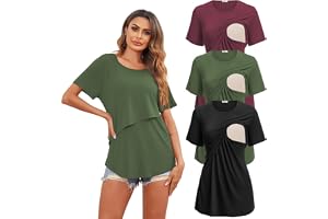 Ekouaer amningsskjorta, modell, mammamode, 1/3-pack, mjuk, kortärmad, sommar, amnings-t-shirt, amningstoppar, damer, amningstopp för gravida kvinnor