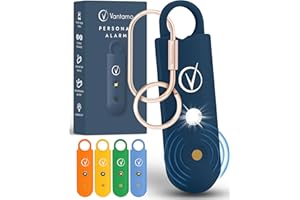 Vantamo Allarme personale da donna – Doppio altoparlante extra forte, primo con avviso di batteria scarica con luce stroboscopica, ricaricabile, allarme di sicurezza portachiavi (Marine)