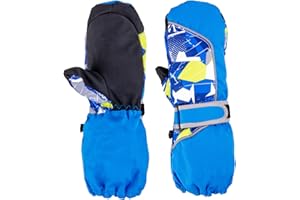 TRIWONDER Rękawice narciarskie dla dzieci, ogrzewane rękawice śniegowe zimowe, ciepłe rękawice sportowe, snowboard, wiatroszczelne, dla chłopców, dziewcząt, S (7-9 lat), C - niebieskie)