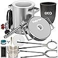 Nelyrho 6KG Propane Melting Furnace Kit with Two Crucible Tongs, Full Stainless Steel Foundry Klin Oxygen Torch Smelting Gold Silver Copper Aluminum Metal Recycle 2700℉