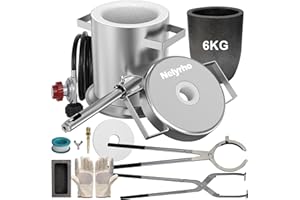 Nelyrho 6 kg Propangas-Schmelzofen-Set mit zwei Tiegelzangen, Volledelstahl Gießerei Klin Sauerstoffbrenner Schmelzen Gold Silber Kupfer Aluminium Metall Recycling 1,482 °C