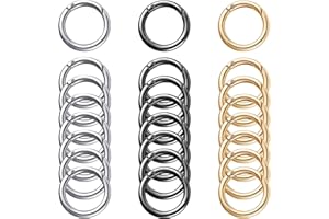 Kabwea 24 Piezas Mini mosquetones de Cierre, diámetro 23,5 mm, llaveros mosquetón, Mini mosquetón (Negro + Plata + Oro)