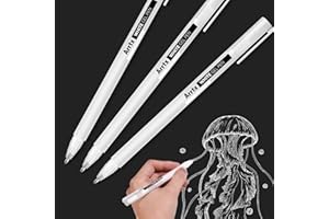 Arrtx Lot de 3 stylos à encre gel blanc, 1 mm, stylo à encre gel Gelly Roll pour papier noir,dessin, croquis, écriture, livres de coloriage pour adultes, illustration, prise de notes