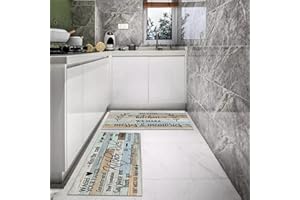 Nhemeylp Kitchen Rug Set 2 Piece, Non Slip Washable Kitchen Mat, Home Decoration Kitchen Floor Mats for Dining Room Corridors, 40x60cm + 40x120cm