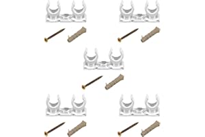 TYCNER 5 x Open Pipe Clips Snap in Bracket Double 18mm Plastic Clip with Fixings