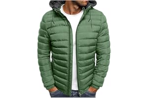 HAOLEI Giubbino Uomo Autunno Invernale Piumino Caldo Casual Tinta Unita Giacca Impermeabile Giubbotto Comodo Trapuntato Trekking Antivento con Zip e Cappuccio Piumini per Quotidiano Lavoro Scuola Moto