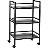 Amazon Basics - Carrello su ruote, portaoggetti, a tre ripiani, Nero
