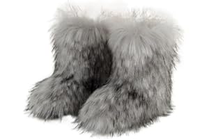 CCACHE Donna Peluche Peloso Gamba Caldo Stivali Punta tonda Scamosciati Inverno Pelliccia sintetica A metà polpaccio Neve Scarpe Confortevoli Per l'esterno Da interno Ragazza Polpaccio medio Piatto Stivali