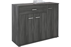 ‎CARO-MÖBEL CARO-Möbel Sideboard Estelle Mehrzweckschrank, Esche grau mit 3 Türen und 1 Schublade, 88 cm breit
