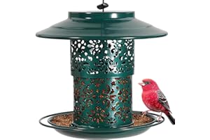BPYOT Metal Bird Feeder for Outdoors Hanging - Premium Grade Metal Bird Feeder for small birds, Chew-Proof, Weather and Water Resistant Wild Bird feeders, Outside and Garden Decoration (Green)
