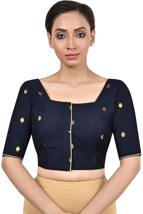 Buy RENE Blue Cotton Silk Hand Embroidered Stone Work Blouse (D 