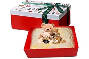 Himissy Scatola Regalo, Scatola Regalo con Coperchio, Scatole per Regali, 29 x 21,5 x 10,5cm Nero, Pieghevole con Coperchio Nastro e Biglietto per Compleanno Matrimonio Natale Anniversario