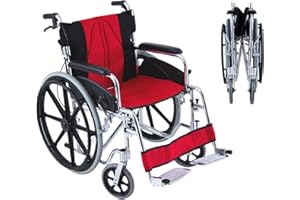 QUIRUMED Sedia a rotelle pieghevole in alluminio, modello ELITE, Leggera, Seduta 48 cm, Pedana pieghevole, Maniglia e freno a mano