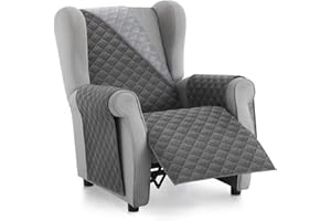 TEXTIL-HOME Textilhome - Housse Fauteuil Protecteur Malu, Taille 1 Places/Relax. Housse Matelasse Réversible. Couleur Grey
