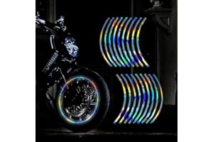 TOMALL 18pcs Lengthen 16"-19" Reflective Wheel Rim Stripe Decal for Motorcycle Wheels Car Cycling Bike Bicycle Night Reflective Safety Decoration Stripe Universal Reflective Sticker for Car (Gradient)