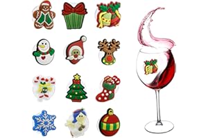 Hezhou 12 piezas Marcadores de Copa de Vino Marcadores de Encanto de Bebida de Marcadores de Vino de Silicona marcador de copa de vino dijes para fiestas copas de champán cócteles Martinis