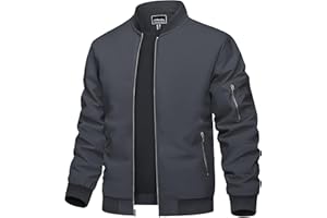 TACVASEN Veste Homme Mi Saison Imperméable Bombers Homme Coupe Vent avec Plusieurs Poches