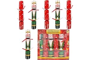 YAYAFUNFUN 6 Pack Christmas Crackers for Kids,Luxury Christmas Party Crackers with Santa Building Block,Childrens Xmas Family Crackers with Novelty Gifts Party Hats for Xmas Table Favors,Christmas Decorations