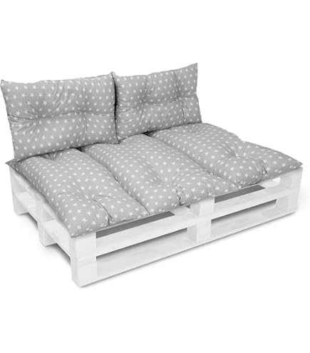 Amilian Palettenkissen Set 1x 120x60 + 2x40x60 Sitzauflage Sitzkissen für Europaletten Palettensofa Palettenmöbel Balkon Kleine Couch Outdoor Sessel oder kleines Sofa für Jugendzimmer Garten