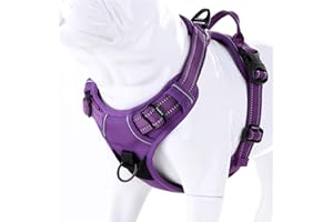 MOKCCI Truelove Soft Front Dog Harness .Reflective No Pull Harness with Handle and 2 Leash Attachments