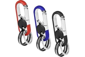 ZEFAN 3 breloczki do kluczy, karabińczyk, do samochodu, z 12 kółkami na klucze, mini narzędzia outdoorowe, stal nierdzewna, karabińczyk na klucze do aktywności na świeżym powietrzu, dla mężczyzn i