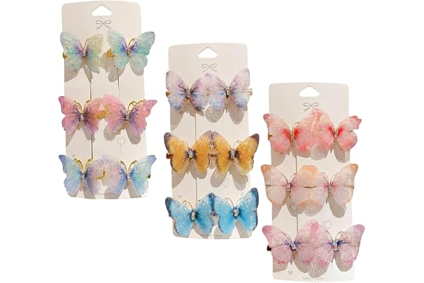 Aribliseza Schmetterling Deko, 18 stycken flerfärgade fjärilspännen för flickor, glittrande håraccessoarer, söta blommande hårspännen för barn