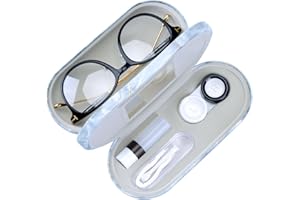 Muf Custodia per lenti a contatto portatile 2 in 1 a doppia faccia e custodia per occhiali, design a doppio uso con specchio integrato, pinzetta e lente a contatto bottiglia inclusa per kit da viaggio