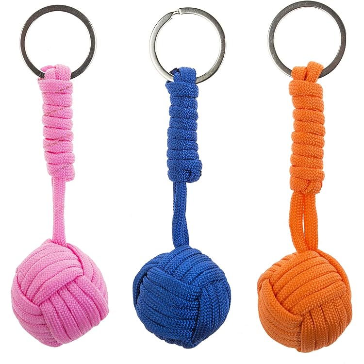 Porte-clés Paracorde - Lot De 3, Longueur 30 Cm, Crochet Solide, Pour Camping, Randonnée, Sac à Dos, Couleur Noir Et Orange