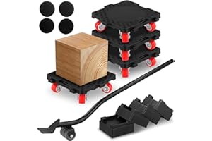 LIFEJXWEN Furniture Movers, Furniture Movers with Wheels and Extension Bar, 360° Rotation Wheels Furniture Dolly Heavy Duty Furniture Lifters, 400kg Load Capacity