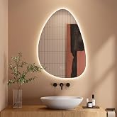 Dripex Miroir Salle de Bain 80 x 55cm, Miroir Asymétrique Salle de Bain avec éclairage LED, Interrupteur Tactile, Lumière Rég