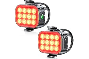 ISEYOU LED Rear Bike Tail Light [2 Packs], IP65 Waterproof & Drop Resistant, USB-C Rechargeable, Safety Warning Strobe, 6 Light Modes