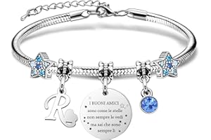 COEROW Braccialetti Delle Donne Con Lettere Iniziali-Regalo Personalizzato Per Buoni Amici,Amicizia Stella Bracciale e Ragazze Braccialetti-Nome Braccialetti Dare Sorella Collega Figlia Gioielli